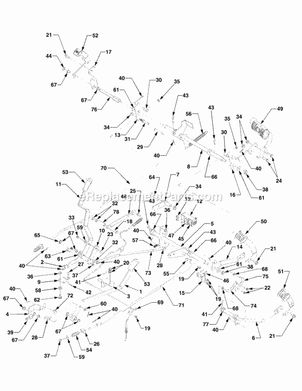 Controls 1b075g & After Diagram and Parts List for 5254E 54AE542-710, 54BE542-710, 54CE542-710 Cub Cadet Lawn Tractor